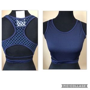 LA Society Blue Mesh Sports Bra